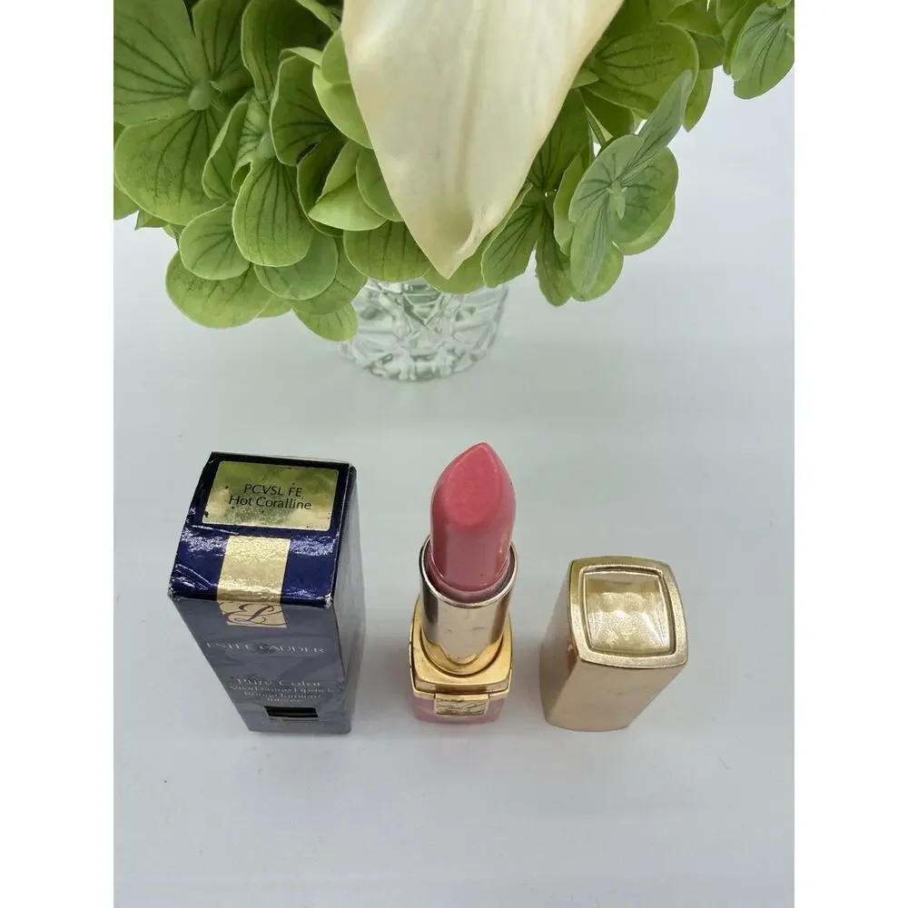 Estee Lauder Pure Color Vivid Shine Lipstick Hot Coraline .13oz / 3.8g